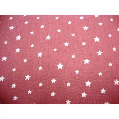 Musselin Double Gauze Baumwollstoff altrosa mit weißen Sternen – Blusenstoff & Spucktuch, 100% Baumwolle, 140cm breit