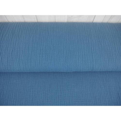 Musselin Double Gauze Windelstoff blau taubenblau jeansblau, Stoff Meterware