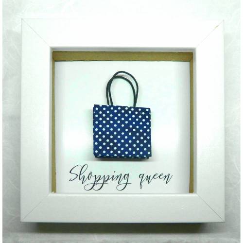 Shopping queen Einkaufstäschchen // Minibild 10 x 10 cm zum Aufstellen oder Hängen