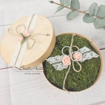 Ringbox-Ringkissen VINTAGE Moos i.Holzbox Hochzeit