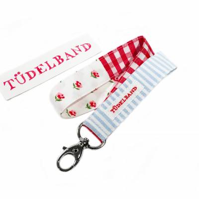 Schlüsselband Schlüsselanhänger ...kleines Tüdelband... hellblau...geblümt...rot...