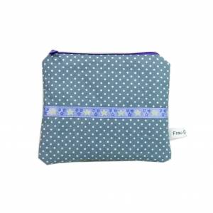 Mäppchen Täschchen Etui Geldbörse Sterne weiß grau Punkte handmade lila