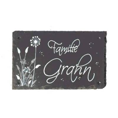 Handgemachtes Schieferschild personalisiert mit Name – Exklusives Türschild aus Schiefer als Geschenk zur Geburt, Einzug & Hochzeit
