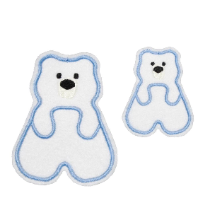 Stickapplikation Aufbügler Eisbär Filz Patch – 2er Set DIY Applikation für Stoff & Filz