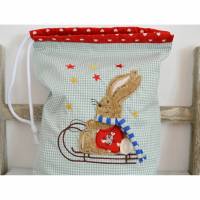 Stickdatei Hase mit Schlitten 2er SET für den 13x18cm Rahmen