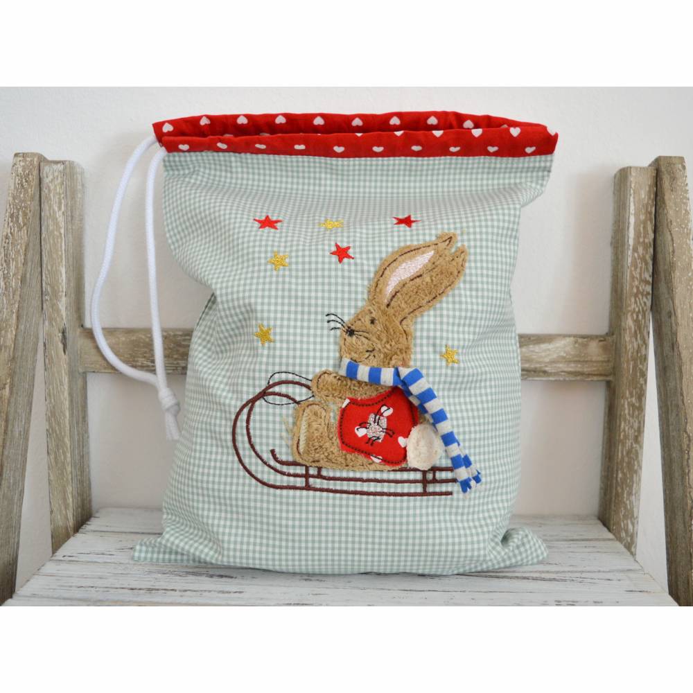 Stickdatei Hase mit Schlitten 2er SET für den 13x18cm Rahmen Bild 2