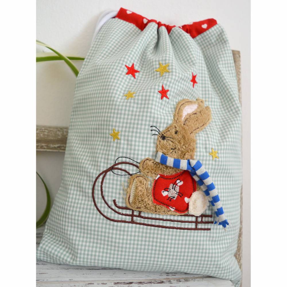 Stickdatei Hase mit Schlitten 2er SET für den 13x18cm Rahmen Bild 3