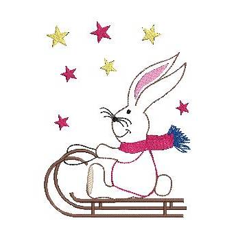 Stickdatei Hase mit Schlitten 2er SET für den 13x18cm Rahmen Bild 4