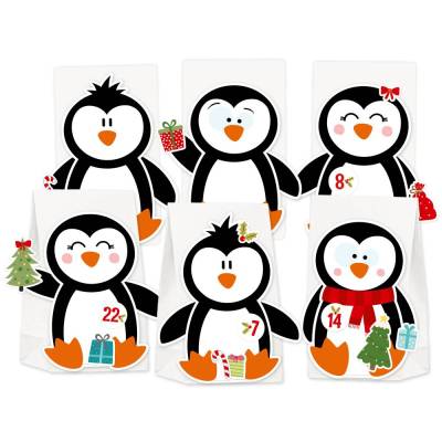 DIY Adventskalender „Pinguin“ – 24 Tütchen-Set zum Selberbefüllen