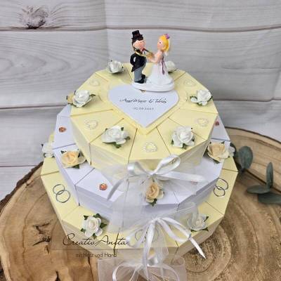Hochzeitstorte Torte 3stö. CREME-WEISS Geldgeschenk