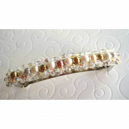 Haarspange Klemmspange Perlenmix kristall creme pastell