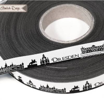 5m Dresden Skyline Webband schwarz/weiß