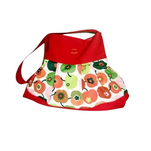 Schultertasche mit Äpfelchen,rot, bunt, Baumwolle, Henkeltasche, Shopper