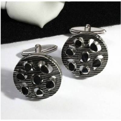 Vintage Manschettenknöpfe Rund 70er Jahre silberfarben – Retro Herrenschmuck Geschenk