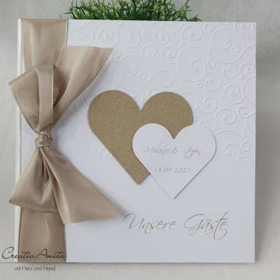 Gästebuch SWIRL TAUPE Hochzeit personalisiert
