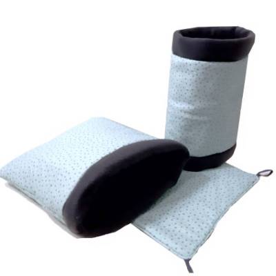 Kuschelrolle, Kuschelsack & Hängematte für Meerschweinchen – Blau mit Sternchen, Baumwolle & Fleece
