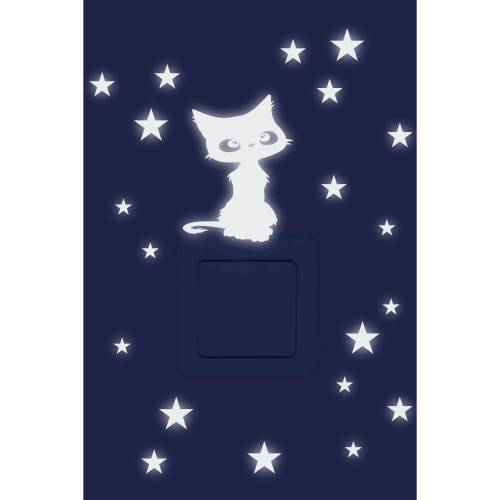 Lichtschalter Tattoo"Kätzchen", 28-teilig, Sticker, nachleuchtend, phosphorisierende Aufkleber