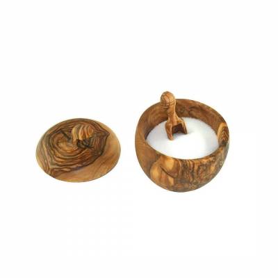 Salzdose aus Olivenholz plus Salzschippchen