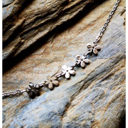 Kette ,Edelstahlkette,  Halskette, Damenkette, Collier, Blume, Blumen