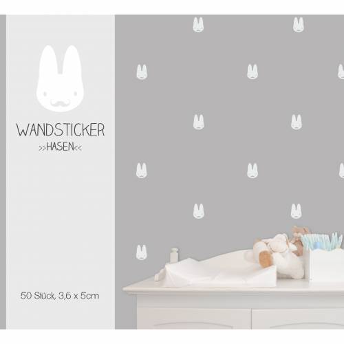 Wandsticker "Hasen Jungen", Wandtattoo, Aufkleber, 50 Stück