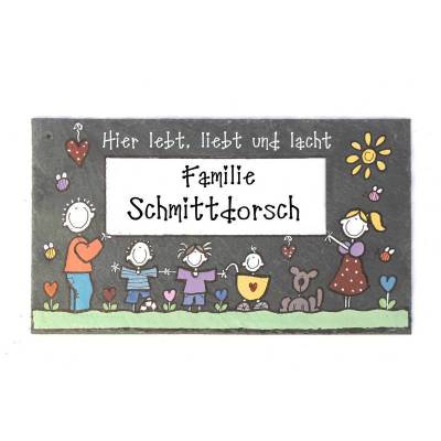 Handgemachtes Türschild aus Schiefer – Personalisiertes Familienschild wetterfest & einzigartig
