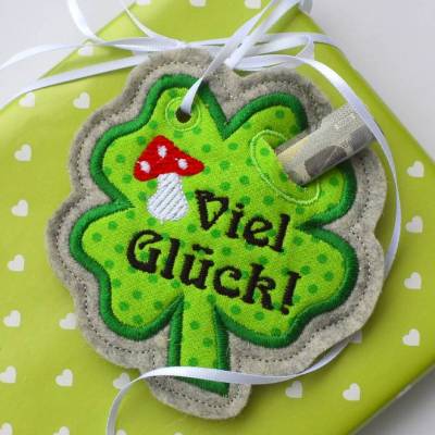 ITH Stickdatei Geschenkanhänger Glück SET für 10x10cm Rahmen