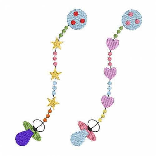 Stickdatei Schnullerkette 2er SET Vollstickerei 16x26cm