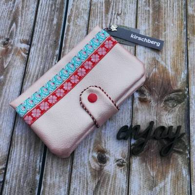 Portemonnaie groß rosé metallic mit Handy-Fach