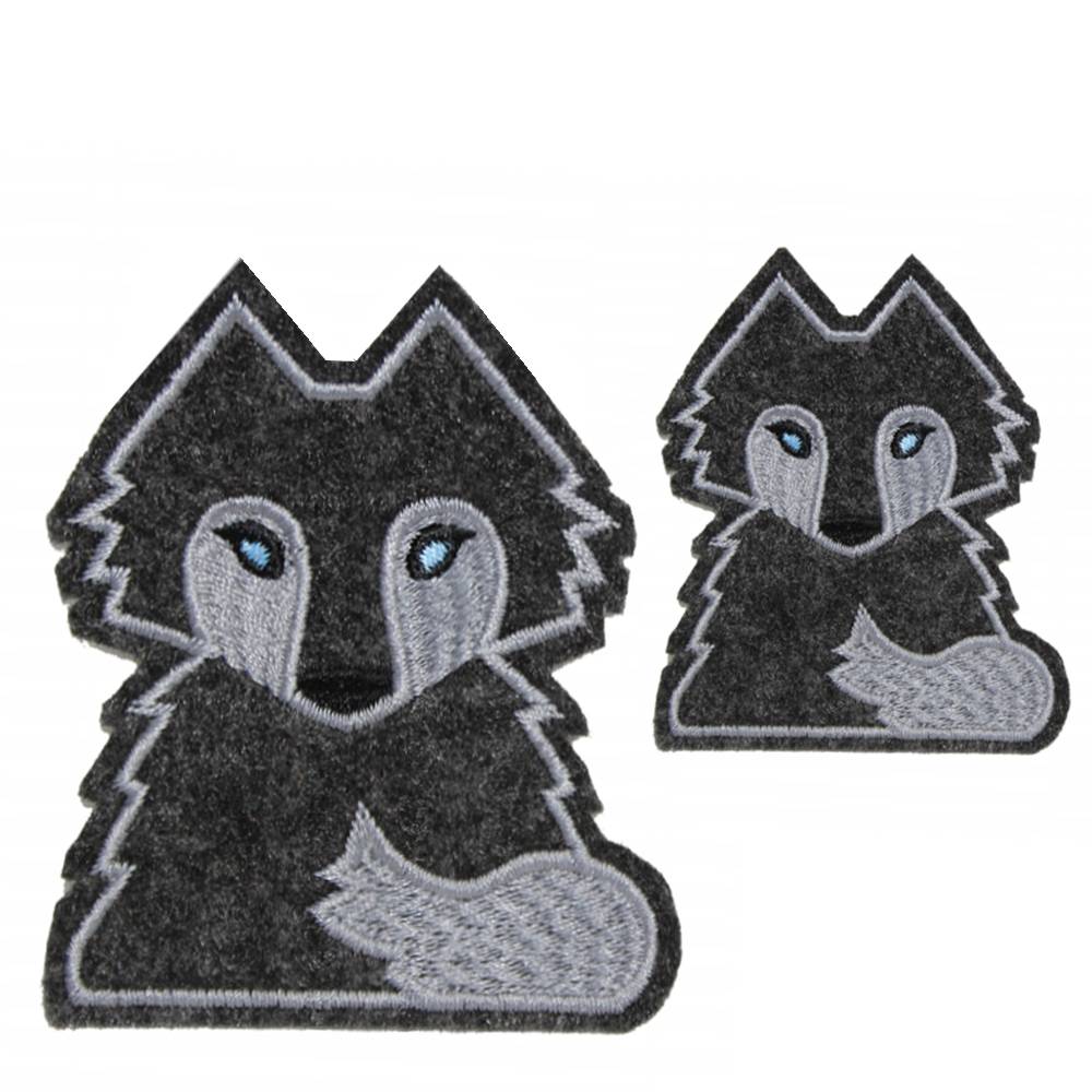 Stickapplikation Wolf Aufbügler – DIY Patch Set Tiere für Stoff & Filz, 2 Größen, la miscela Bild 1