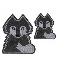 Stickapplikation Wolf Aufbügler – DIY Patch Set Tiere für Stoff & Filz, 2 Größen, la miscela