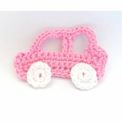 Häkelapplikation Auto rosa