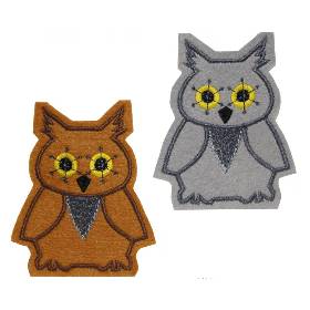 Stickapplikation Eulen Set Aufbügler Filz DIY Patches Herbst Deko