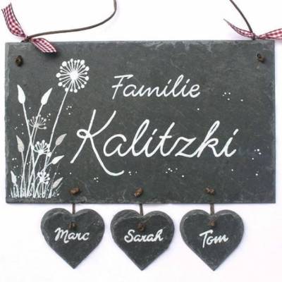 Personalisiertes Haustürschild aus Schiefer – Familien Türschild mit Namen, wetterfest & handgefertigt