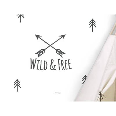 Wandtattoo, Wandsticker "WILD & FREE", Größen S und M, Farbe individualisierbar