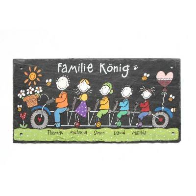 Handgemachtes Schieferschild Familie – Personalisiertes wetterfestes Türschild als außergewöhnliches Geschenk