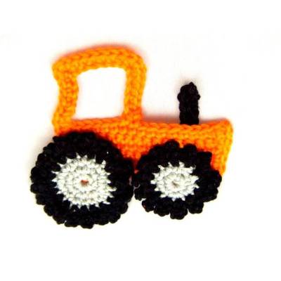 Häkelapplikation Traktor orange
