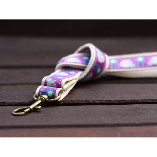 Schlüsselband Käfer violett 39 cm genäht aus Webband lila und Gurtband aus Baumwolle in beige