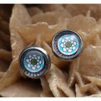 Ohrringe, Ohrstecker, Ohrschmuck, Edelstahl, Cabochon, 1 Paar, Mandala, *1