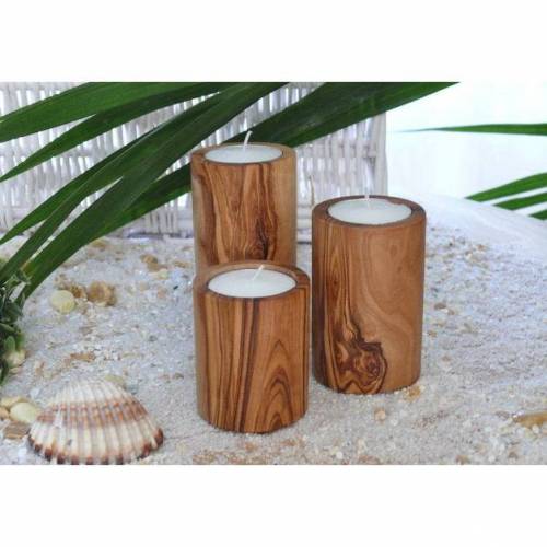 Teelichthalter aus Olivenholz 3er Set