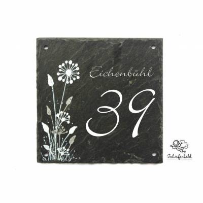 Wetterfeste Schiefertafel mit Straßenname & Hausnummer – Modernes Hausnummernschild personalisiert