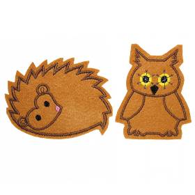 Stickapplikation Eule Igel Aufbügler Filz DIY Waldtiere Patches