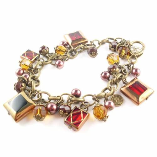 Bettelarmband, Armband, Armschmuck, bronzefarben, Vintage-Stil, Nostalgie, 02