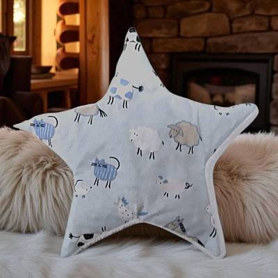 Kuschel Kirschkernkissen in Sternform, Wärmekissen blau