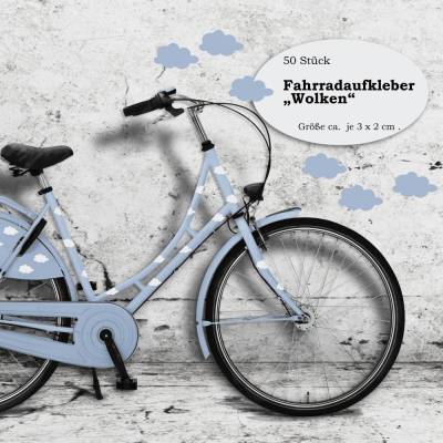 Fahrradaufkleber Fahrradtattoos Wolken& 50 Stück, Fahrradsticker wasserfest