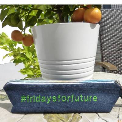 Jeansmäppchen Schlamperrolle #fridaysforfuture Upcycling Unikat hessmade