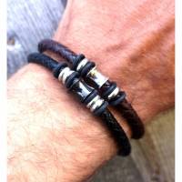 Armband, Leder, Edelstahl, Magnetverschluss, Lederarmband, unisex