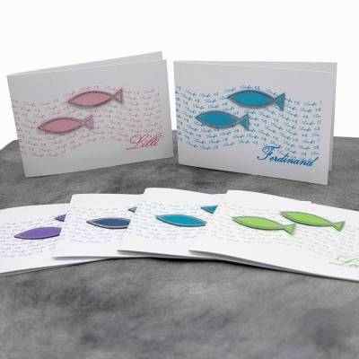 Einladungskarte zur Taufe Fische