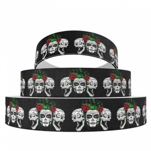 4143 Totenkopf 22mm Breite Ripsband, Webband, Borte
