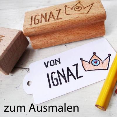 Kinderstempel mit Name und Krone, Vorschulkind, Einschulung, Kindergartenkind, Schultüte, Einschulungsgeschenk