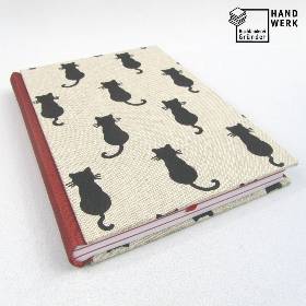 Notizbuch, Katze, DIN A5, 150 Blatt, rot natur schwarz, Hardcover, Tagebuch, Kladde, Skizzenbuch